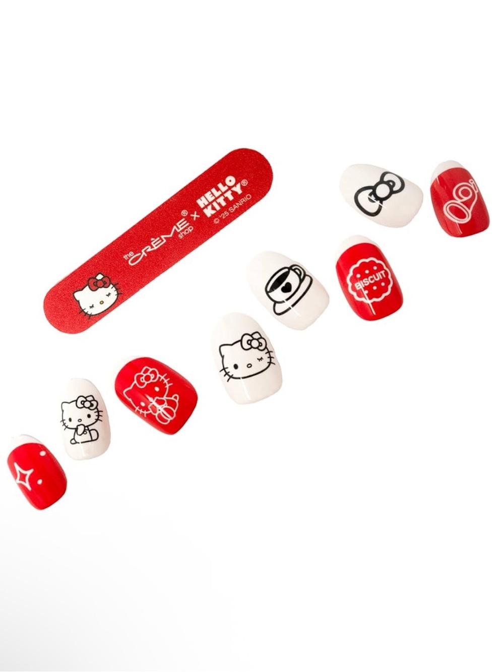 Hello Kitty x The Crème Shop Sweet & Cozy Full Set of 24 Reusable Press On Nails - Picture 3 of 3